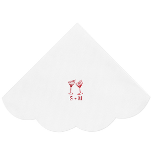 Accent your special event with the sleek Minimal Martini Pair Napkin, featuring a pair of hand-drawn martini glasses in a modern, understated style. Below the artwork, personalize with your initials for a custom touch that's perfect for a wedding toast, engagement celebration, or sophisticated birthday affair.