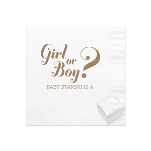 Reveal gender in style. Celebrate with your loved ones and surprise them with this beautiful Gender Reveal Napkin Reception Set!