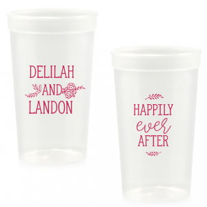 Custom Hot Pink 16 oz Stadium Cup with Matte Ivory Ink Cup Ink Colors has a Marigold Bunch graphic and is good for use in Accents, Floral themed parties and are a must-have for your next event—whatever the celebration!