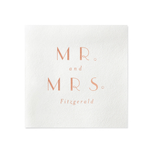 Custom White Linen Like Guest Towel with Shiny Rose Gold Foil can be customized to complement every last detail of your party.