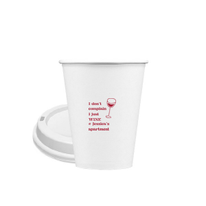 Toast to new beginnings with the Witty Wine Welcome Cup, featuring the clever quip "I don't complain I just wine," topped with a sleek, minimal wine glass drawing. Personalize with your names in a contemporary font for a housewarming filled with laughs and good cheer.