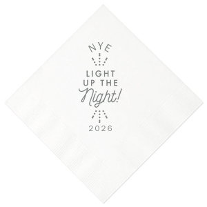 The ever-popular White Ink Printed Cocktail Napkin with Matte Slate Gray Ink Digital Print Colors has a Light the Night graphic and is good for use in Holiday and New Year's Eve themed parties and couldn't be more perfect. It's time to show off your impeccable taste.