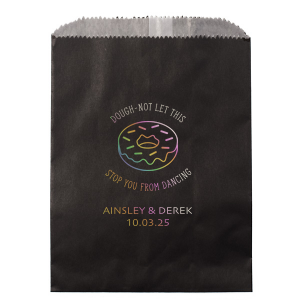 Keep the party sweet and the moves flowing with the Dough-Not Stop Dancing Gift Bag. Its clever quip encourages a treat-powered dancefloor, while the whimsical donut graphic adds a sprinkle of fun. Names and date below remind guests whose celebration keeps them grooving.