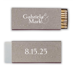 Our custom Ash Wood Euro Matchbox with Matte White Foil will make your guests swoon. Personalize your party's theme today.