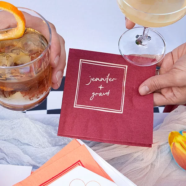  Kitschy Cocktail Hour Framed Names Napkin