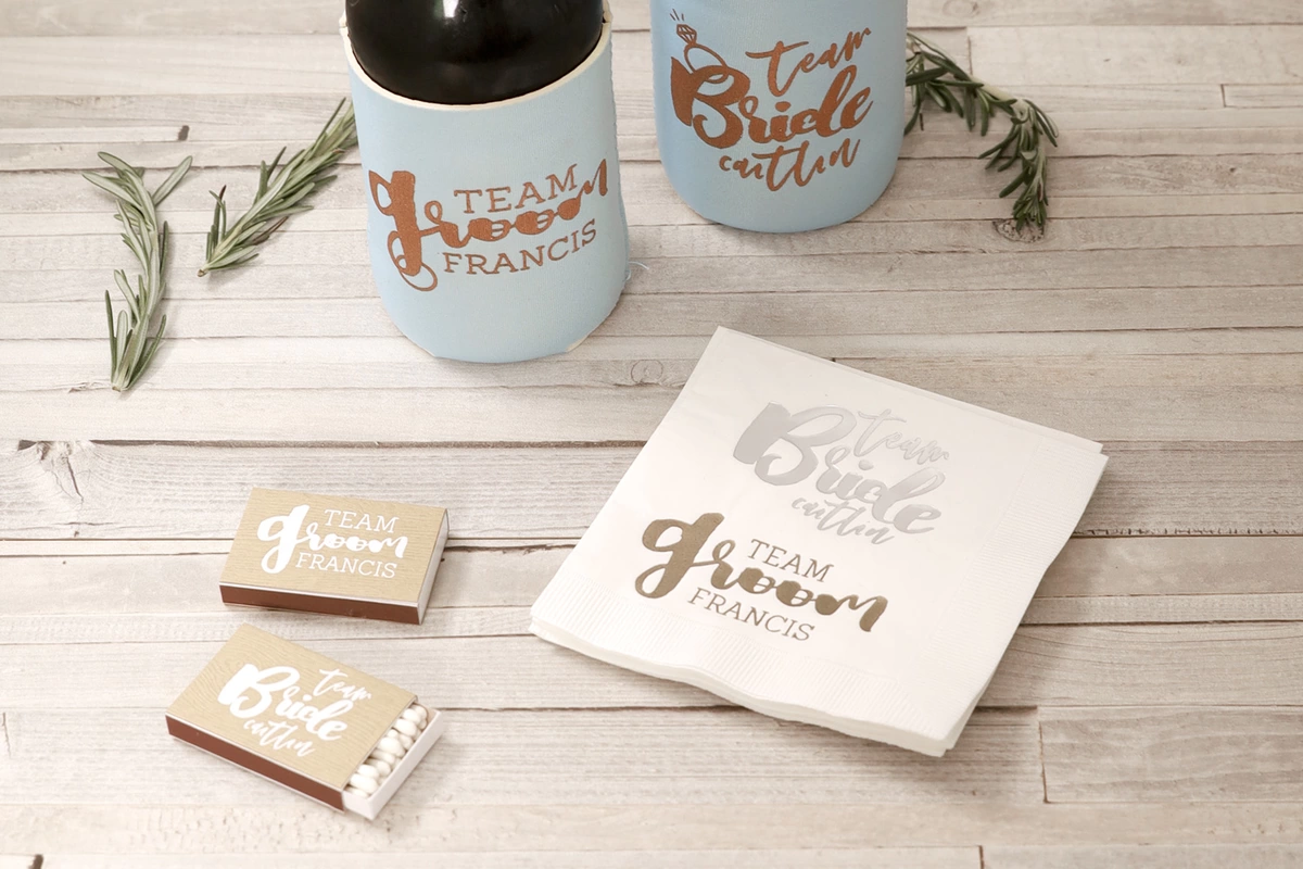 custom designed combined bachelor and bachelorette party accessories