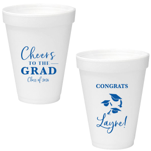 Personalized Matte Teal/Peacock Ink 16 oz Styrofoam Cup is good for use in Graduation themed parties and will make your guests swoon. Personalize your party's theme today.
