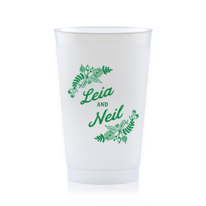 Our personalized Matte Leaf Ink 24 oz Frost Flex Cup is good for use in Frames, Accents, Wedding themed parties and will make your guests swoon. Personalize your party's theme today.