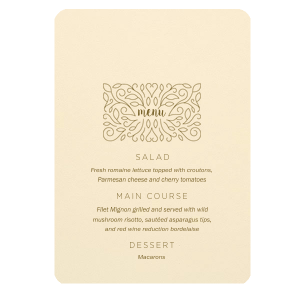 Shop Classic 5x7 Menu with Foil and Minimal Floral Frame graphic at For Your Party. Customize this menu to complement your Frames, Floral, Trendy themed parties.