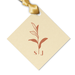 ForYourParty's elegant Poptone Pastel Pink Diamond Gift Tag with Satin Copper Penny Foil has a Sprig Accent graphic and is good for use in Accents, Outdoors, Floral themed parties and are a must-have for your next event—whatever the celebration!
