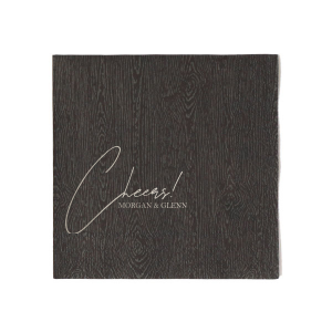 Raise a glass with the Toast of Elegance Napkin, featuring the celebratory exclamation "Cheers!" in an exquisite script atop two conjoined names, set in a classic serif font. This design embodies sophistication, perfect for toasting to love and life's great moments.