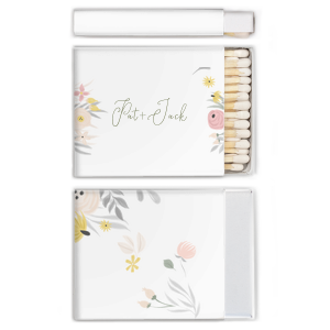 ForYourParty's elegant White Classic Custom Photo Matchbox with Matte Army Green Ink Digital Print Colors and Matte Fuchsia Ink Digital Print Colors will add that special attention to detail that cannot be overlooked.