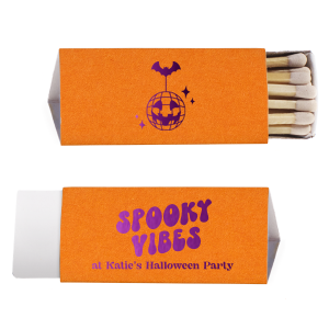 Spooky can be cute! Just look at the Spooky Vibes Match, adorned with a pumpkin disco ball, bat, and sparkles. Personalize this Halloween match with your name and get ready to dance the night away. 