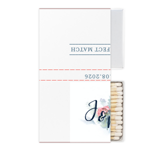 Our custom White Square Custom Photo Matchbox with Matte Stone Blue Ink Digital Print Colors and Matte Navy Ink Digital Print Colors are a must-have for your next event—whatever the celebration!