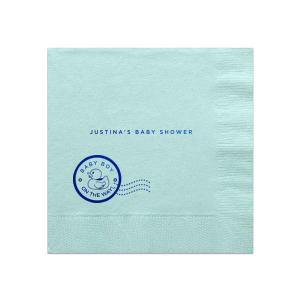 Personalize this baby shower napkin today! Featuring an adorable duck stamp picture, you can add the baby or mother to be's name. 