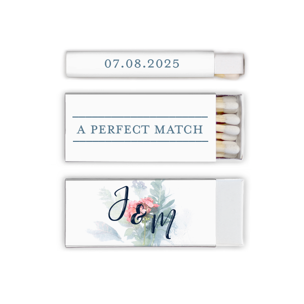 Our custom White Square Custom Photo Matchbox with Matte Stone Blue Ink Digital Print Colors and Matte Navy Ink Digital Print Colors are a must-have for your next event—whatever the celebration!