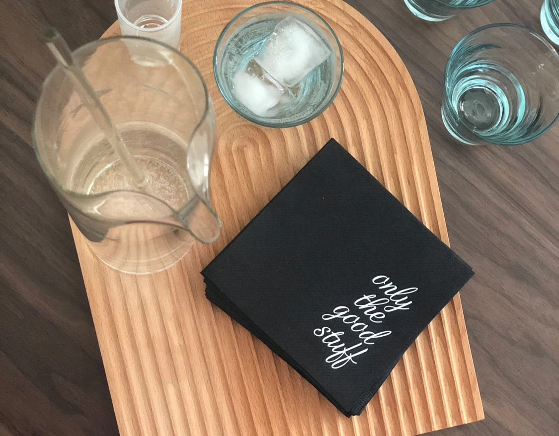 custom napkin for hosting a night in