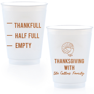 Delight friends and family this holiday season with the Funny Thankful Family Name Cup. The cheeky party cup is perfect for festive functions and home entertainment. Customize the design with personalized text, showcasing your family's name in your choice of one of our many colors!