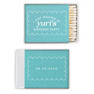 If you're looking for a unique birthday party favor, look no further! This scallop birthday match features a modern and minimal scallop frame. You can personalize this with the date of your event and the name of the birthday person. 