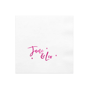 Our personalized White Cocktail Napkins with Bleed with Shiny Fuchsia Foil has a Sparkles 3 graphic and is good for use in Wedding themed parties and will make your guests swoon. Personalize your party's theme today.