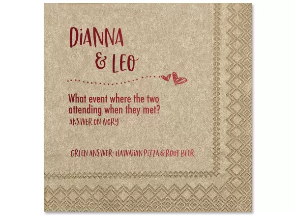 wedding trivia napkins for wedding cocktail hour