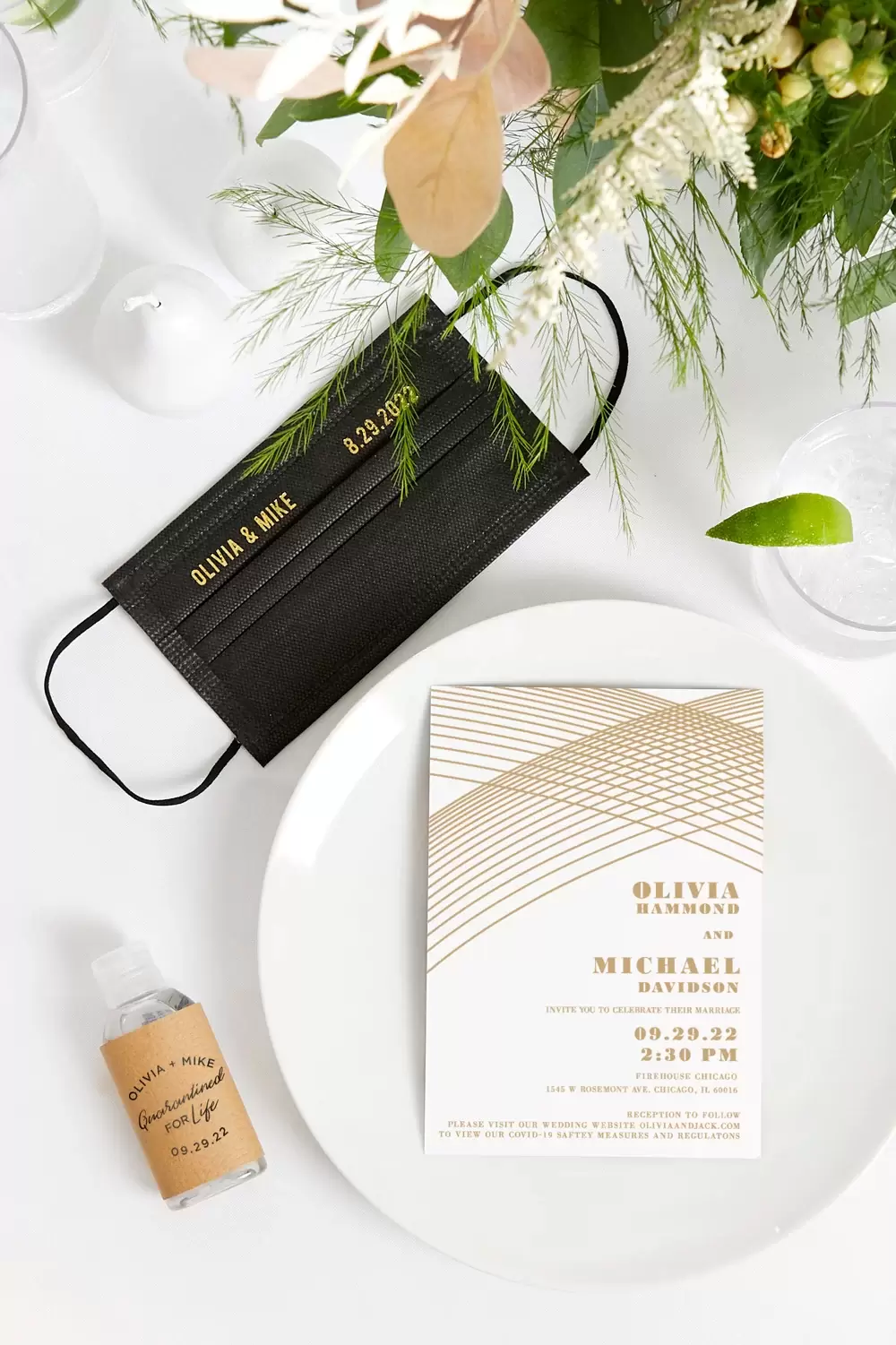 wedding invites with reminders to check your symptoms for all healthy attendees