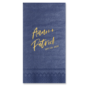 Accent your event with the Modern Hand Script Napkin where a chic, handwritten-style script awaits your tailored phrase. This font's blend of elegance and personality offers a subtle, sophisticated flair to any table setting.