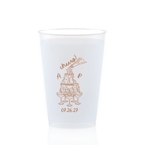 Enjoy a new spin on our classic design with the Champagne Tower Initials Cup. Featuring the initials of the couple alongside a fabulous champagne tower, the sleek cup can be personalized in your choice of ink colors to make it unique as yourself!