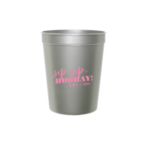 Our Sip, Sip, Hooray! Block Font Cup will look fabulous with your unique touch. Your guests will agree!