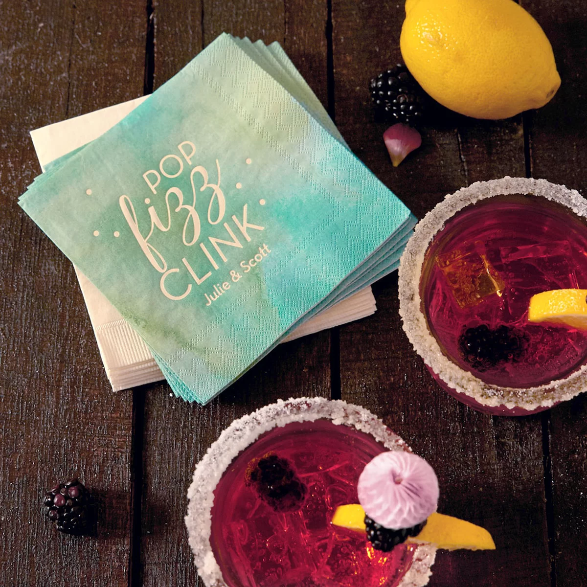 Summer Sunset custom cocktail napkin