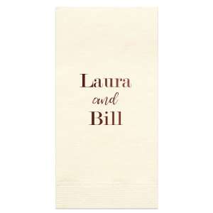 ForYourParty's chic Ivory Cocktail Napkin with Shiny Merlot Foil will give your party the personalized touch every host desires.