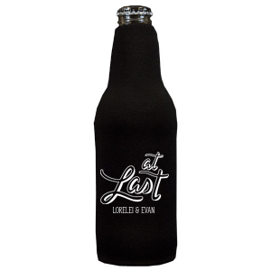 ForYourParty's chic Black Round Can Cooler with Matte White Ink has an At Last graphic and a Lemon Wedge graphic and is good for use in Food, Drinks themed parties and couldn't be more perfect. It's time to show off your impeccable taste.