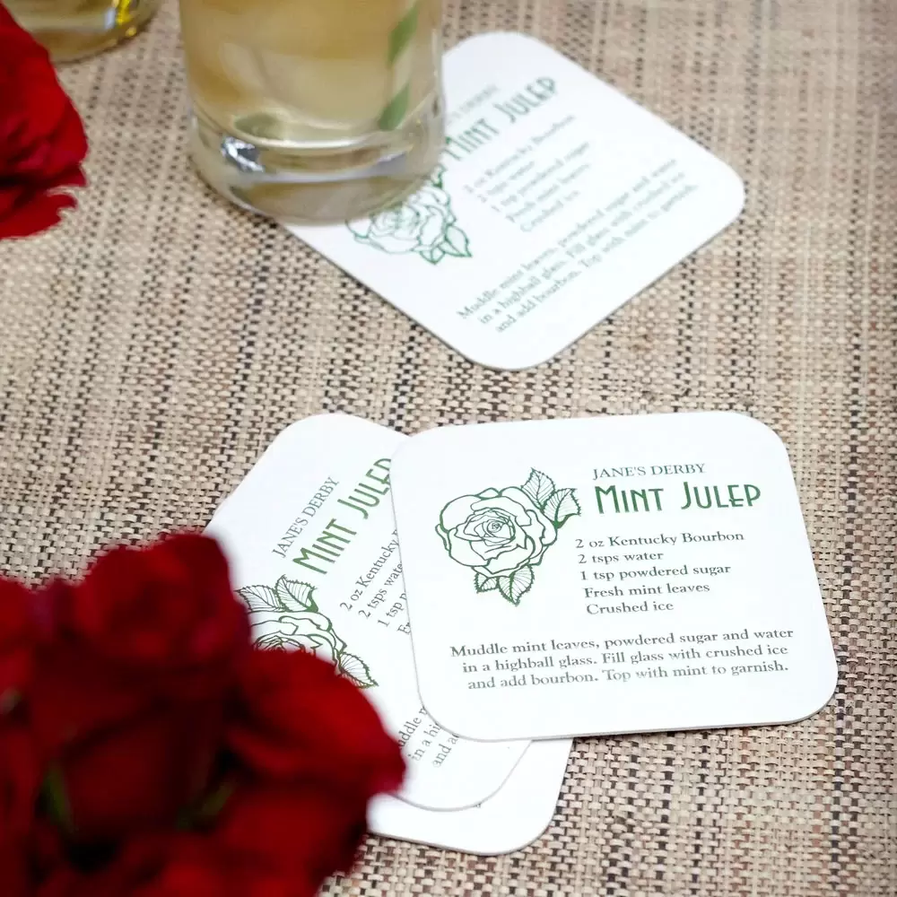 mint julep cocktail recipe coaster