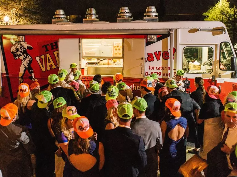 late night snack from food truck at wedding after party