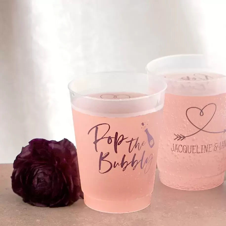 coordinating frosted wedding cups