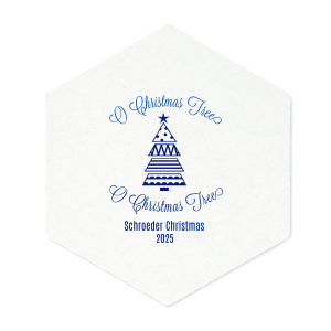 ForYourParty's chic Silver with Black back Ornament Coaster with Shiny Kiwi / Lime Foil Color has a Geo Christmas Tree 2 graphic and is good for use in Christmas themed parties and will impress guests like no other. Make this party unforgettable.