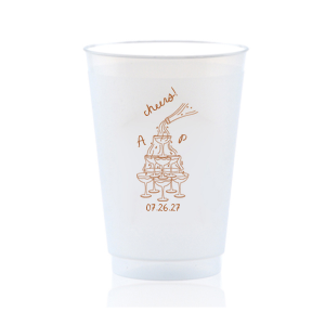 Enjoy a new spin on our classic design with the Champagne Tower Initials Cup. Featuring the initials of the couple alongside a fabulous champagne tower, the sleek cup can be personalized in your choice of ink colors to make it unique as yourself!