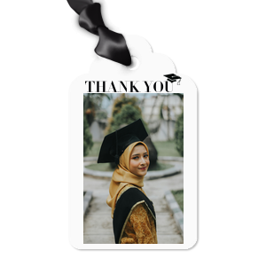 The Thank You Graduation Cap Custom Photo Gift Tag is ideal for a bespoke accessory for your next graduation engagement. The simple design is highly customizable, allowing your to upload your personal photo to best make this gift tag your very own.