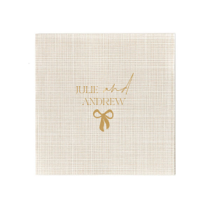 Unite your celebration with the Modern Unity Bow Napkin, showcasing your names linked by a 'and' in bold script, accented with a contemporary bow graphic. A stylish choice for weddings, anniversaries, or elegant couple's events.