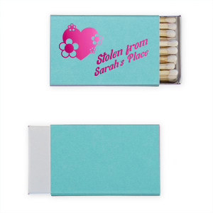 Who says matches have to be boring? These Flower Heart Stolen from Their Place Matches are anything but! The cheeky text and fun design are sure to get a laugh from anyone who sees them.
