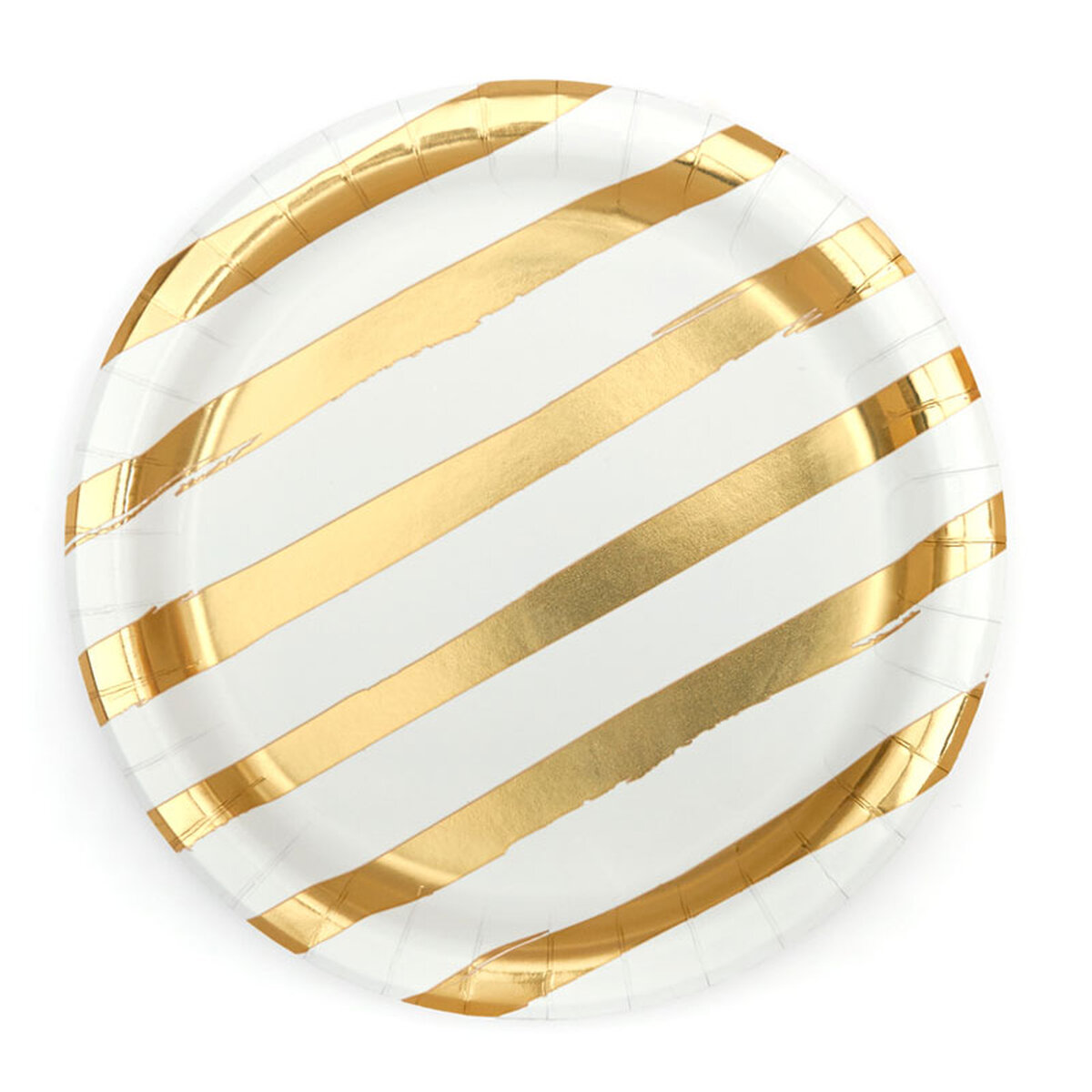 Gold and White Striped Dinner Plate