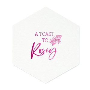 Personalized White Square Coaster with Shiny Fuchsia Foil has a Peony Accent graphic and is good for use in Floral, Accents themed parties and will look fabulous with your unique touch. Your guests will agree!