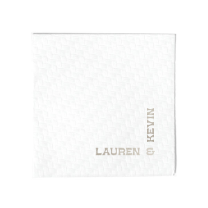 Add a contemporary twist to your wedding with the Right Angle Romance Napkin, where the couple's names intersect to form a chic right angle. This fresh, modern design will be a talking point at your celebration.