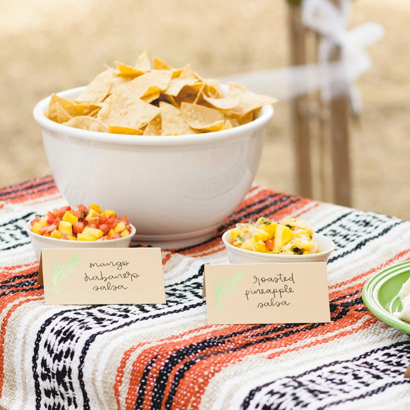 salsa bar at Cinco de Mayo party