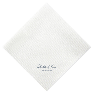 Our beautiful custom Dune Heather Dinner Napkin with Matte Navy Foil has a Flourish 17 graphic and can't be beat. Showcase your style in every detail of your party's theme!