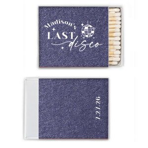 A custom matchbox is a unique bachelorette party favor that the bridal party will love! Personalize this retro inspired matchbox with the bride's name and date. 
