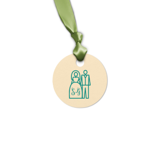 ForYourParty's personalized Natural Cranberry Round Gift Tag with Shiny Sky Blue Foil has a Wedding Couple graphic and is good for use in Wedding, Pairs themed parties and couldn't be more perfect. It's time to show off your impeccable taste.