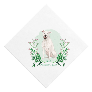 Leafy Crest with Dog Custom Photo Napkin