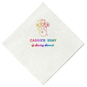 The Bowling Birthday Let's Roll Napkin is perfect for your next birthday party. Featuring a retro 'Let's Roll' bowling graphic, you can personalize this design with the birthday star's name and event location for a unique touch. Perfect for a throwback celebration at the lanes.