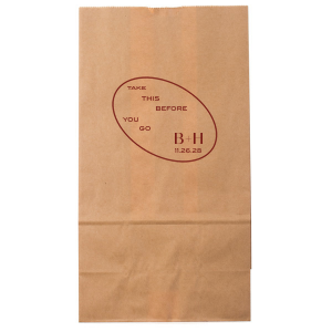 Send home memories with the Ringed Couple Initials Bag. The elegant design is perfect for sending treats and mementos home with honored guests. Featured in our Burgundy Wedding theme, match your special occasion with any number of stylish products to create a cohesive vision. 